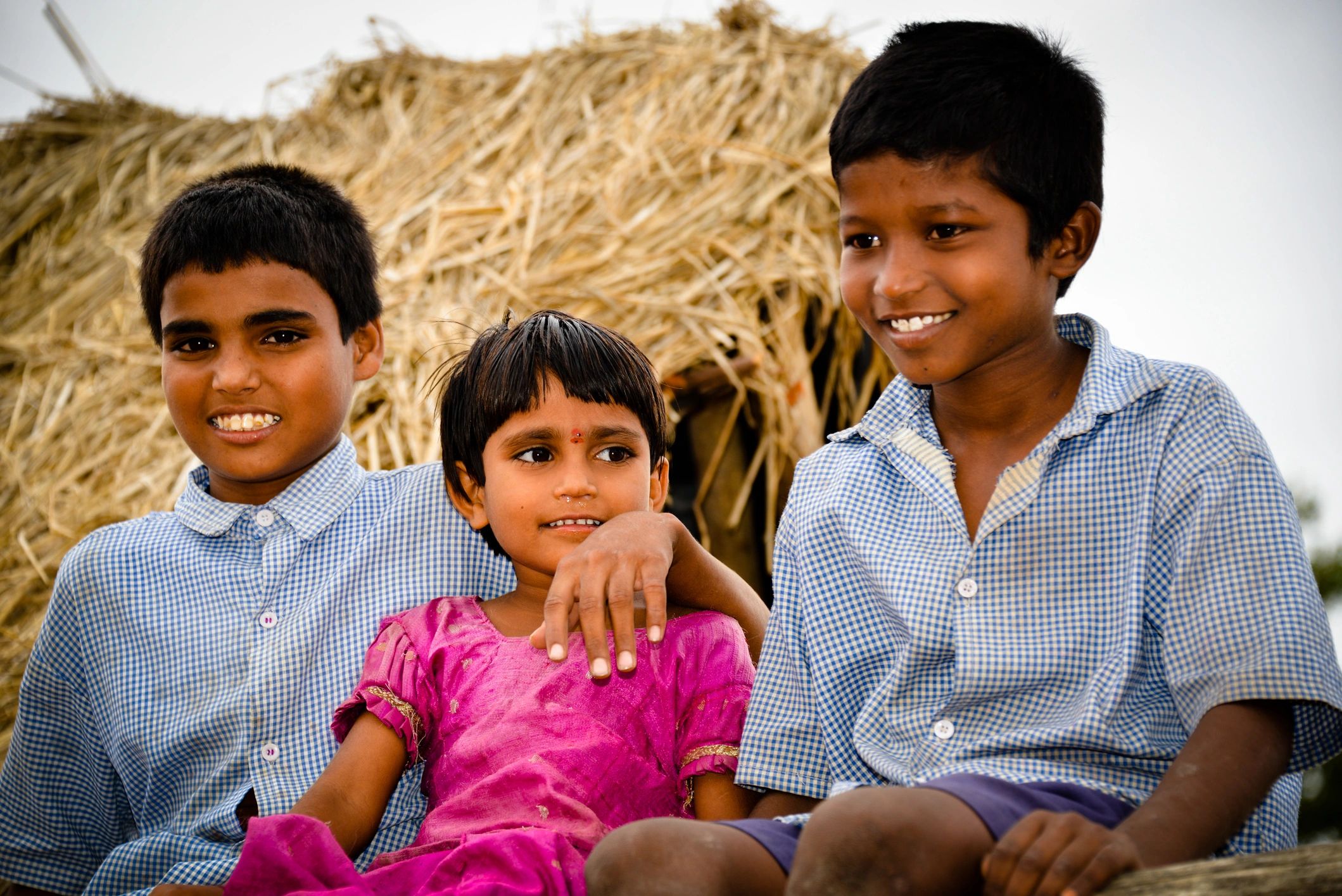 Rural children playing outdoors